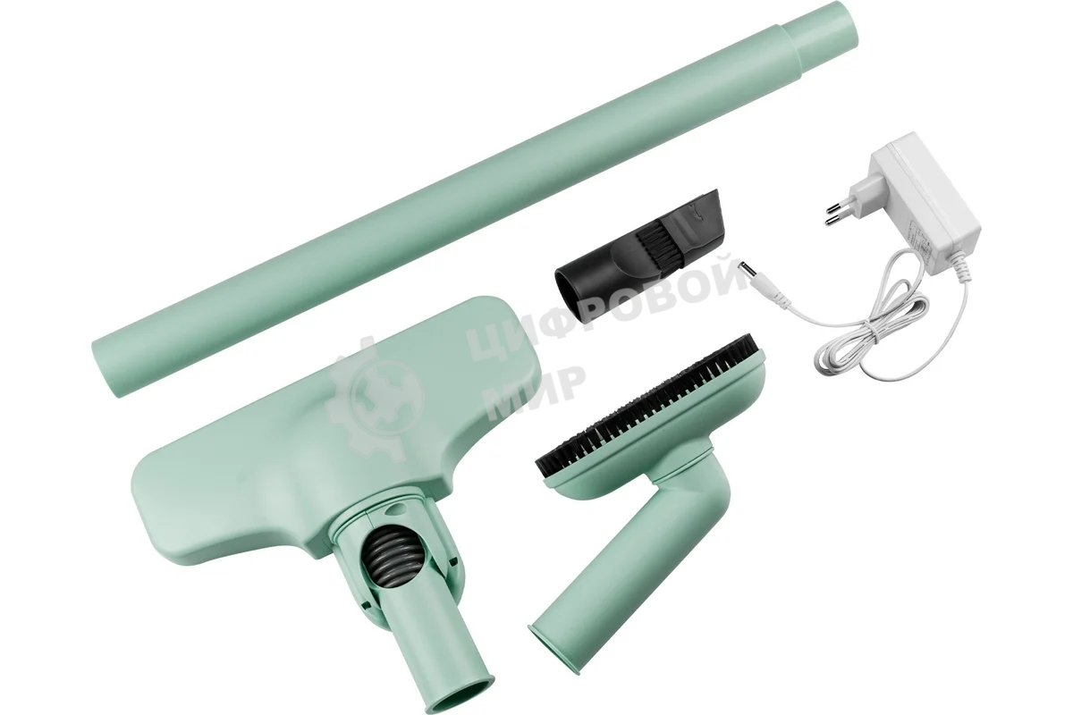 Пылесос вертикальный Galaxy Line GL 6221 салатовый, питание от аккумулятора, 130 Вт, уборка сухая, пылесборник 0.3 л, работа от АКБ max - 30 мин