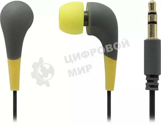 Внутриканальные наушники Smartbuy Curve, soft-touch, сменные насадки, желт/серые (SBE-930)