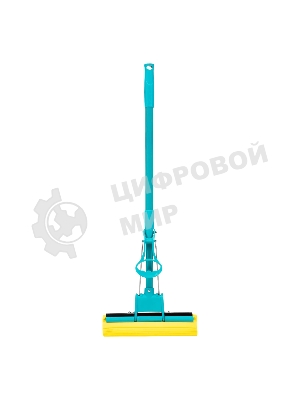 Швабра отжимная Home Palisad 110 см, губка PVA 26х5,5х6 см, телескопическая рукоятка, бирюзовая