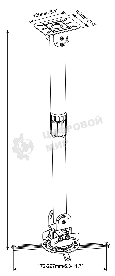Кронштейн для проектора Cactus CS-VM-PR16L-BK черный макс.13.6кг настенный и потолочный поворот и наклон