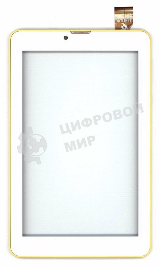 Сенсорное стекло (тачскрин) для Irbis TZ753, белое с желтой рамкой