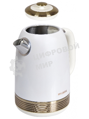 Чайник электрический Hyundai HYK-S4500 1.7 л, 2200 Вт, жемчужный/золотистый (корпус: нержавеющая сталь/пластик)