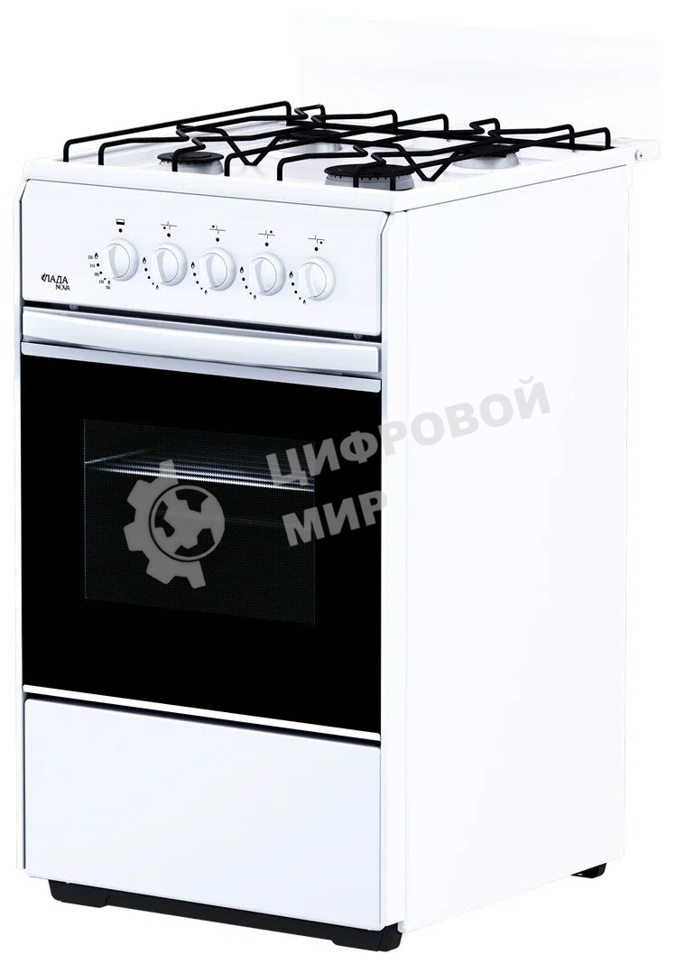 Плита газовая Лада Nova RG 24039 W белый, конфорок 4 газовых, духовка 50 л, 50 см x 85 см x 60 см