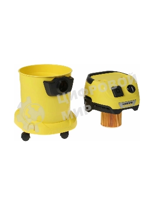 Строительный пылесос Karcher WD 3 P V-17/4/20 Workshop желтый, 1000 Вт, уборка сухая/сбор воды/выдув, пылесборник мешок/контейнер, 17 л
