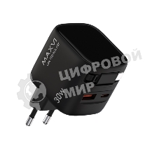 Сетевое зарядное устройство Maxvi SFC-330GN Type-C\USB 30W PD QC3.0 черный