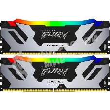 Оперативная память Kingston Fury Renegade, DDR5, 32Gb (2x16GB), 7200MHz, CL38, DIMM, с радиатором, RGB, серебристый/черный