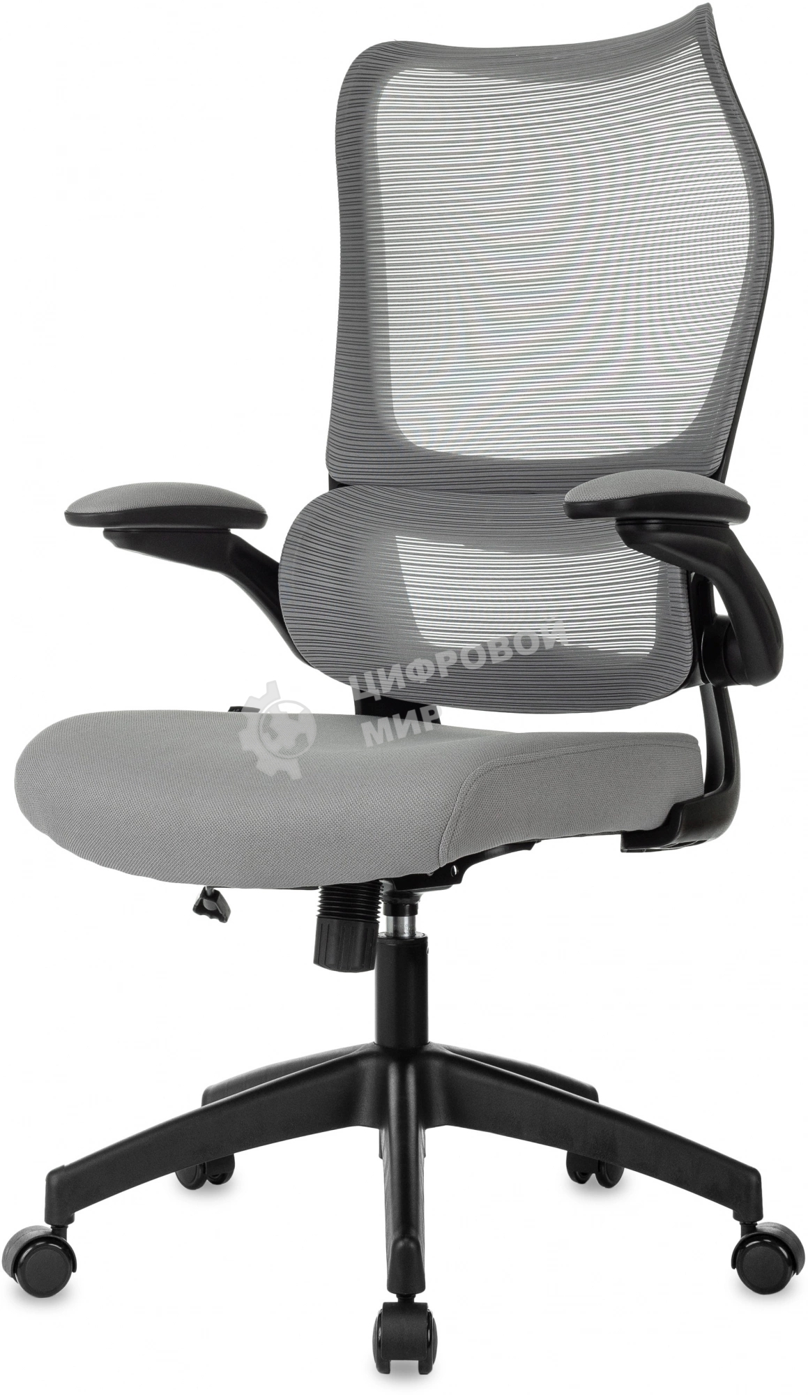 Кресло руководителя Бюрократ Sigma 1 серый, сетка/ткань, крестов. пластик