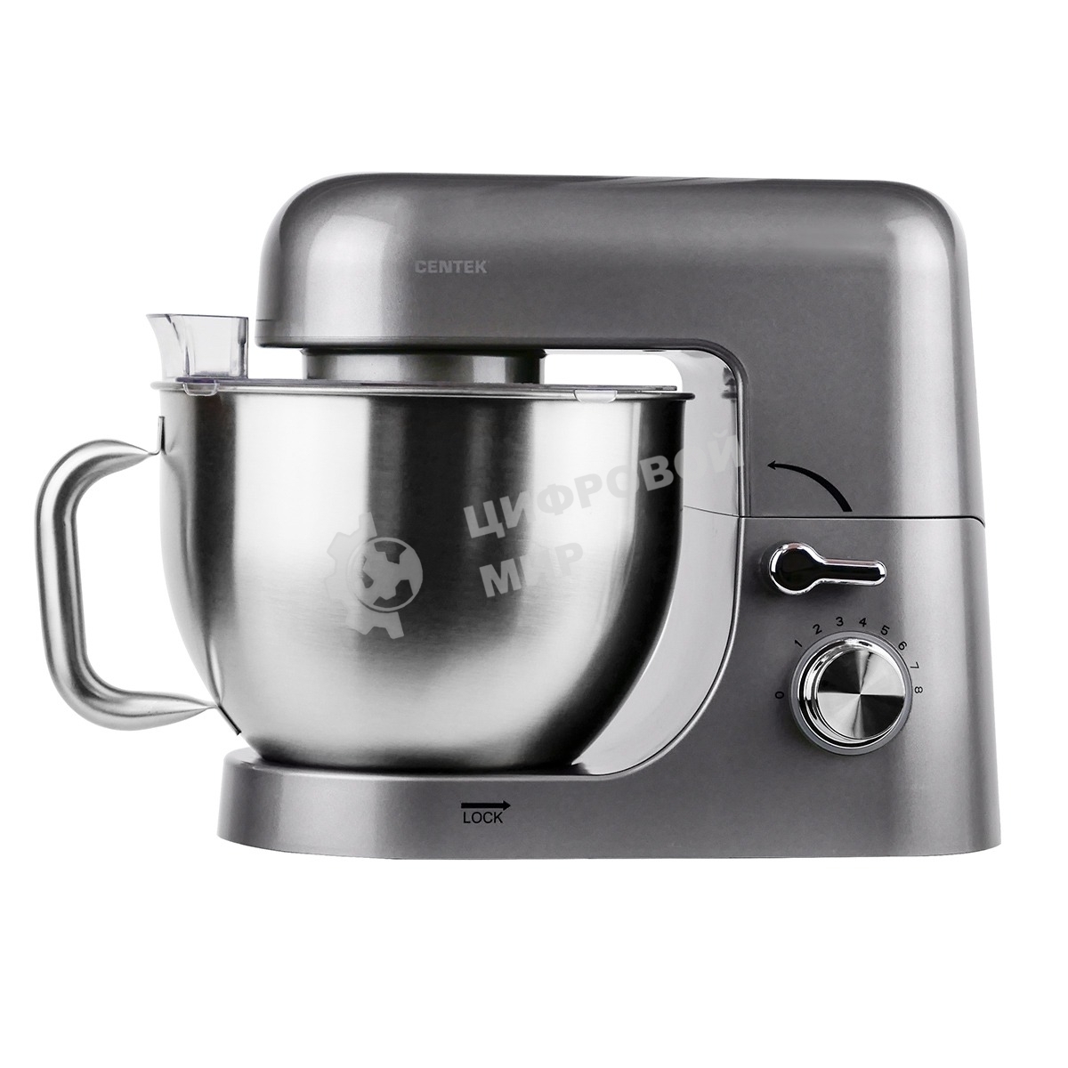 Миксер планетарный Centek CT-1151 (хром/серый)