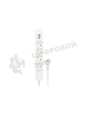 Сетевой фильтр Гарнизон 2.0 Мультипорт EPS-4-U3-W-2, 4 р, 10А, 3xUSB, 2 м, ур.защиты 2+, белый, пакет