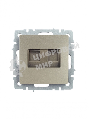 Розетка компьютерная двойная IEK BRITE РК10-2-БрШ (BR-K20-1-K37) СП RJ45 кат.5E шампань