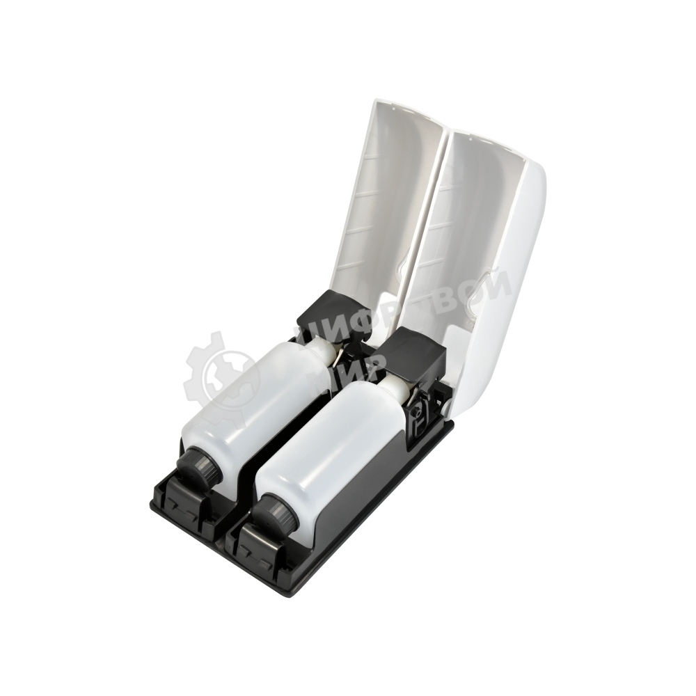 Дозатор для жидкого мыла пластиковый puff-8108 белый с черной кнопкой, 350+350 мл, 22х9х14 см