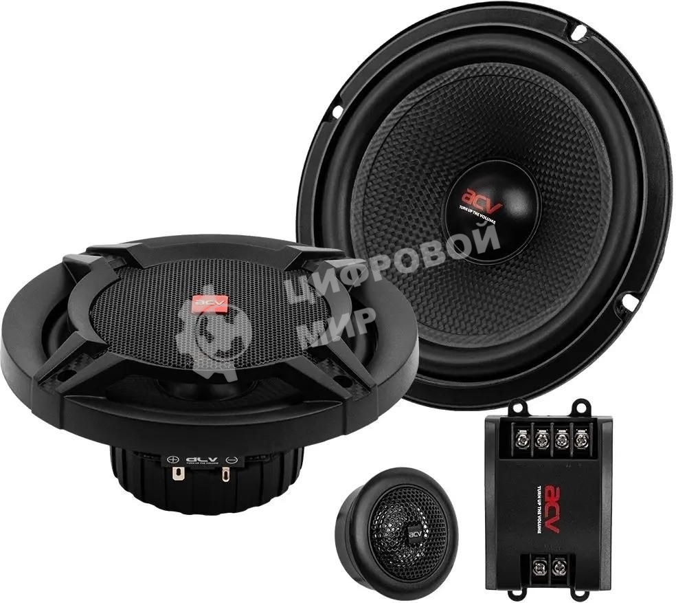 Колонки автомобильные ACV PG-6.2S 200Вт 92дБ 4Ом 16см (6.5дюйм) (ком.:2кол.) компонентные двухполосные