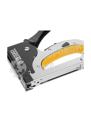 Степлер мебельный Denzel, стальной корпус, быстрая загрузка, регул. силы удара, тип 53, 4-14 мм