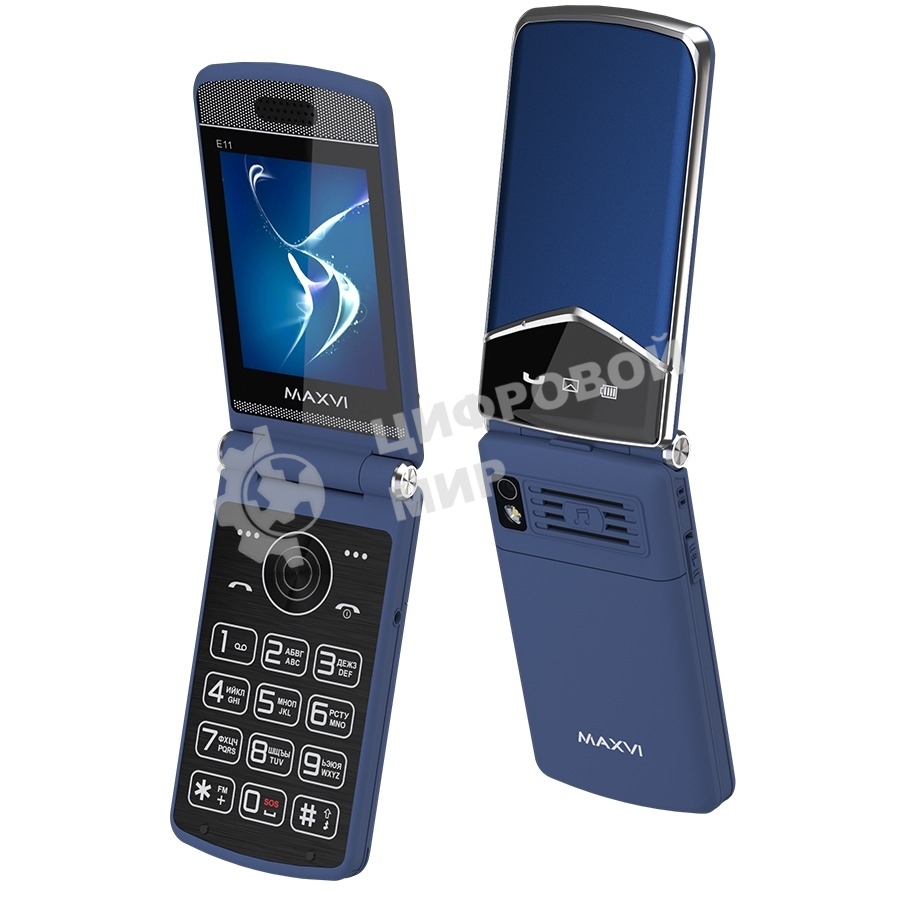 Мобильный телефон Maxvi E11 синий/серебристый