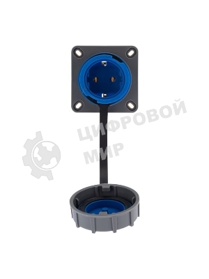 Розетка настенная Rexant фланцевая влагозащищенная с крышкой 16 А, 2Р+РЕ, IP68