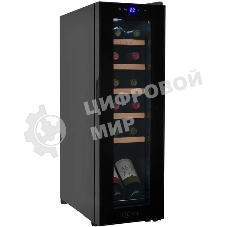 Винный шкаф ZÜGEL ZCWF123B черный, 32 л, 1 отсек, 12 бут.