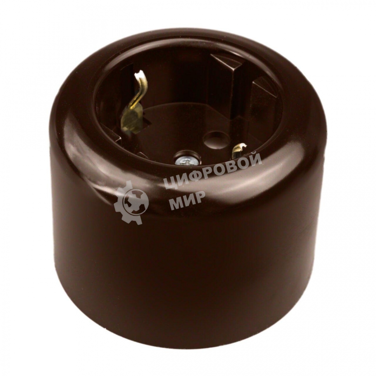 Розетка Bironi R1-101-02 с заземляющим контактом R, Ришелье керамика, коричневый