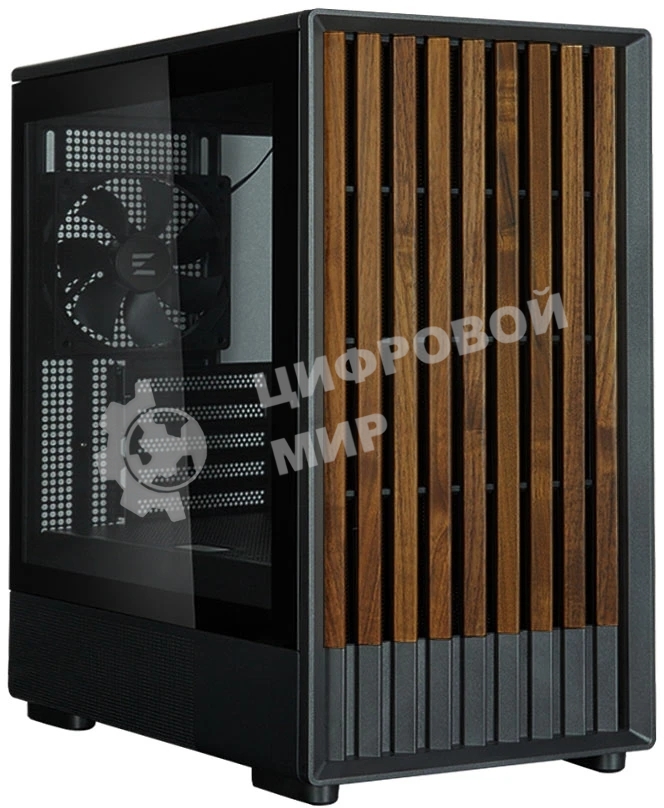 Компьютерный корпус Zalman P10 NAMU, MATX, черный, WINDOW, FRONT COVER WALNUT, 2x3.5