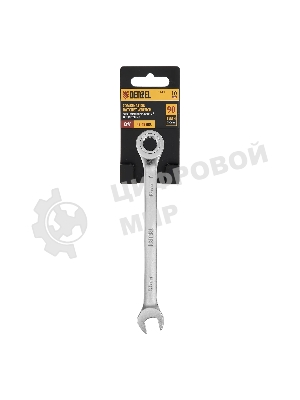 Ключ комбинированный трещоточный Denzel 10 мм, CrV, матовый хром