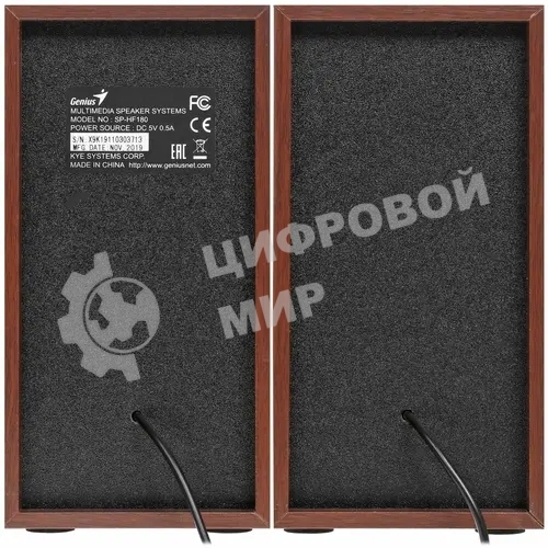 Акустическая система Genius SP-HF180, 2.0, 2 x 3W, USB-power, Wood