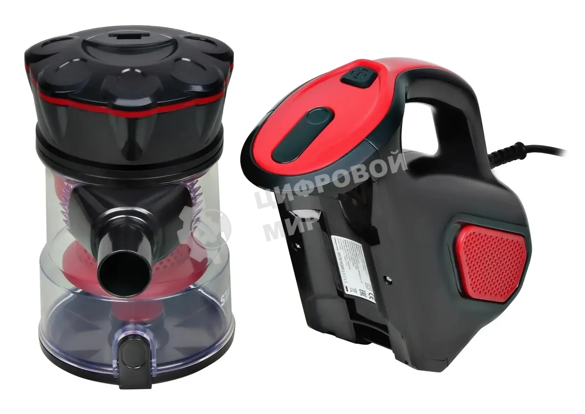 Пылесос ручной Starwind SCH1310 красный/черный, питание от сети, 120 Вт, пылесборник 0.6 л