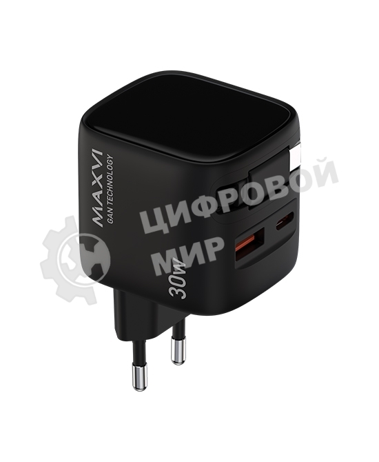 Сетевое зарядное устройство Maxvi SFC-330GN Type-C\USB 30W PD QC3.0 черный