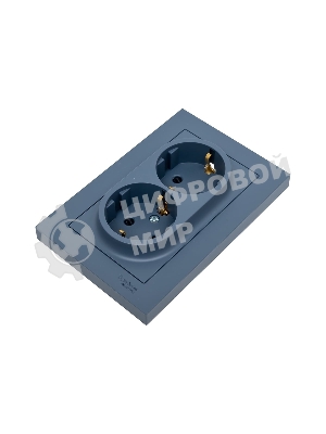 Розетка SE AtlasDesign двойная, с/з, со шторками, 16А, в сборе, грифель