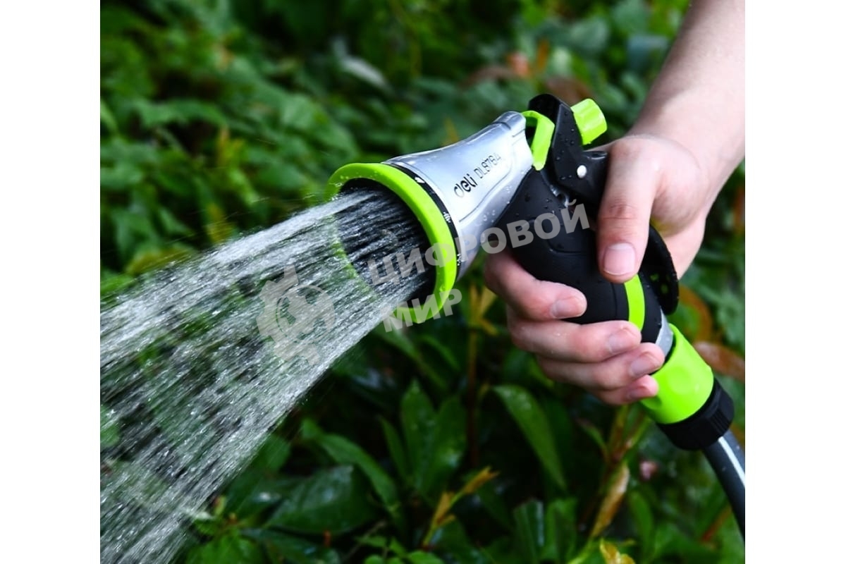 Пистолет-распылитель поливочный Deli DL8764 10 режимов распыления, диаметр шланга 3/4