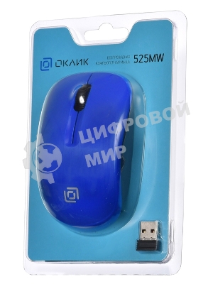 Мышь беспроводная Oklick 525MW голубой, 1000 dpi, радиоканал, USB, кнопки - 3