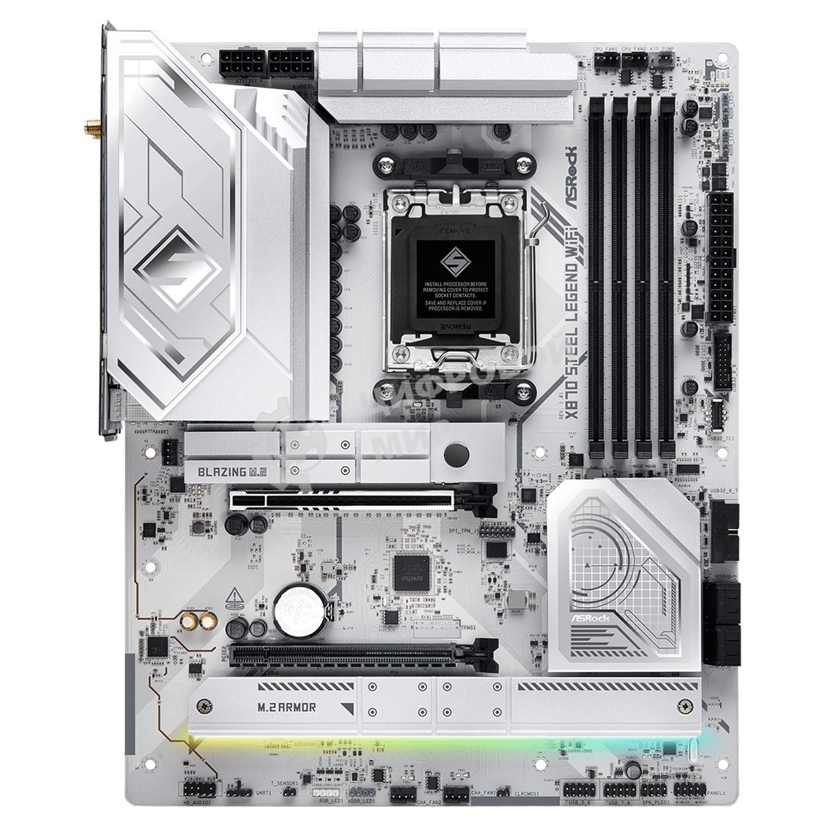 Материнская плата ASRock X870 STEEL LEGEND WIFI, AM5, AMD X870, 4xDDR5, 4xSATA, 3xM.2, 1xPCIe 5.0 x16, 1xPCIe 5.0 x4, 1xHDMI, 1x2.5Gb LAN, Wi-Fi 7, Bluetooth 5.4, 2xUSB-C 40Gbps, 2xUSB-A 10Gbps, 3xUSB-A 5Gbps, 4xUSB-A 2.0, 1xTOSLINK, 2x3.5 мм, 7.1, ATX