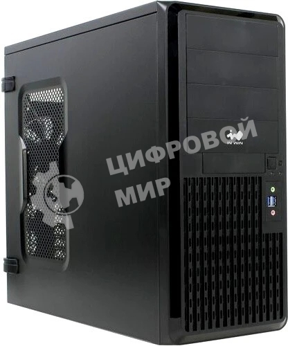 Компьютерный корпус Midi Tower InWin PE689 Black USB 3.0*2+A(HD)+fron fan 120мм*1+rear fan 120мм*1+ 2*2SATA+1*1SATA+Intrusion Switch/holes for SL20” ATX RACKMOUNT*(без блока питания)