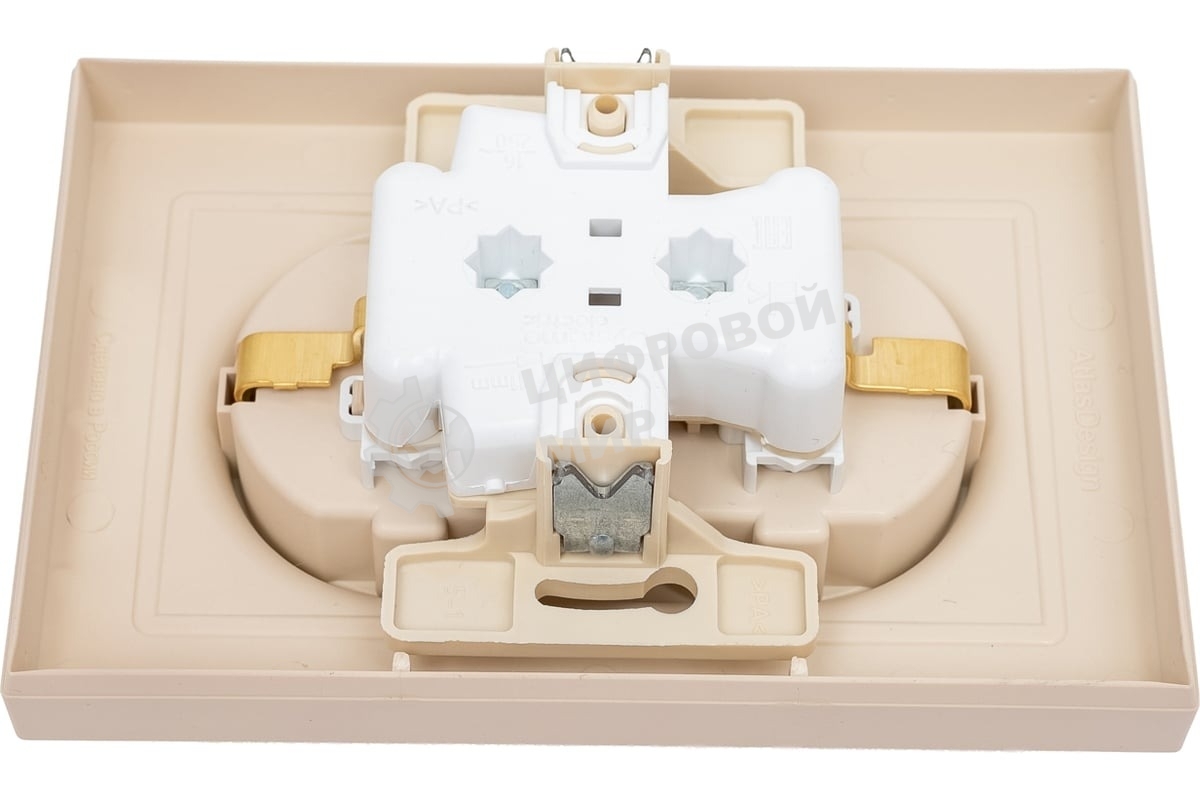 Розетка 2-м. SE ATN001226 AtlasDesign 16А с заземл. со шторками в сборе песочн.