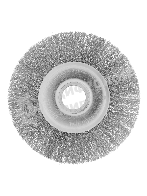 Щетка для УШМ Denzel 125 мм, плоская, витая нержавеющая проволока 0,3 мм, посадка 22,2 мм