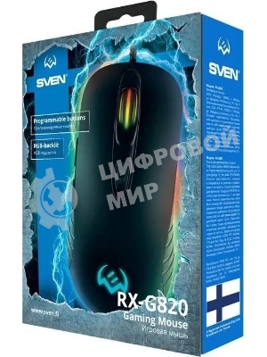 Мышь проводная SVEN RX-G820 черный, 4800 dpi, USB, кнопки - 6
