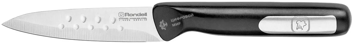 Нож кухонный Rondell Bayoneta RD-1573 стальной универсальный для овощей лезв. 90 мм прямая заточка черный блистер