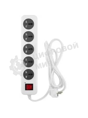 Сетевой фильтр Buro 500UNH-3-WG 3м, 5 розеток, белый/серый, коробка