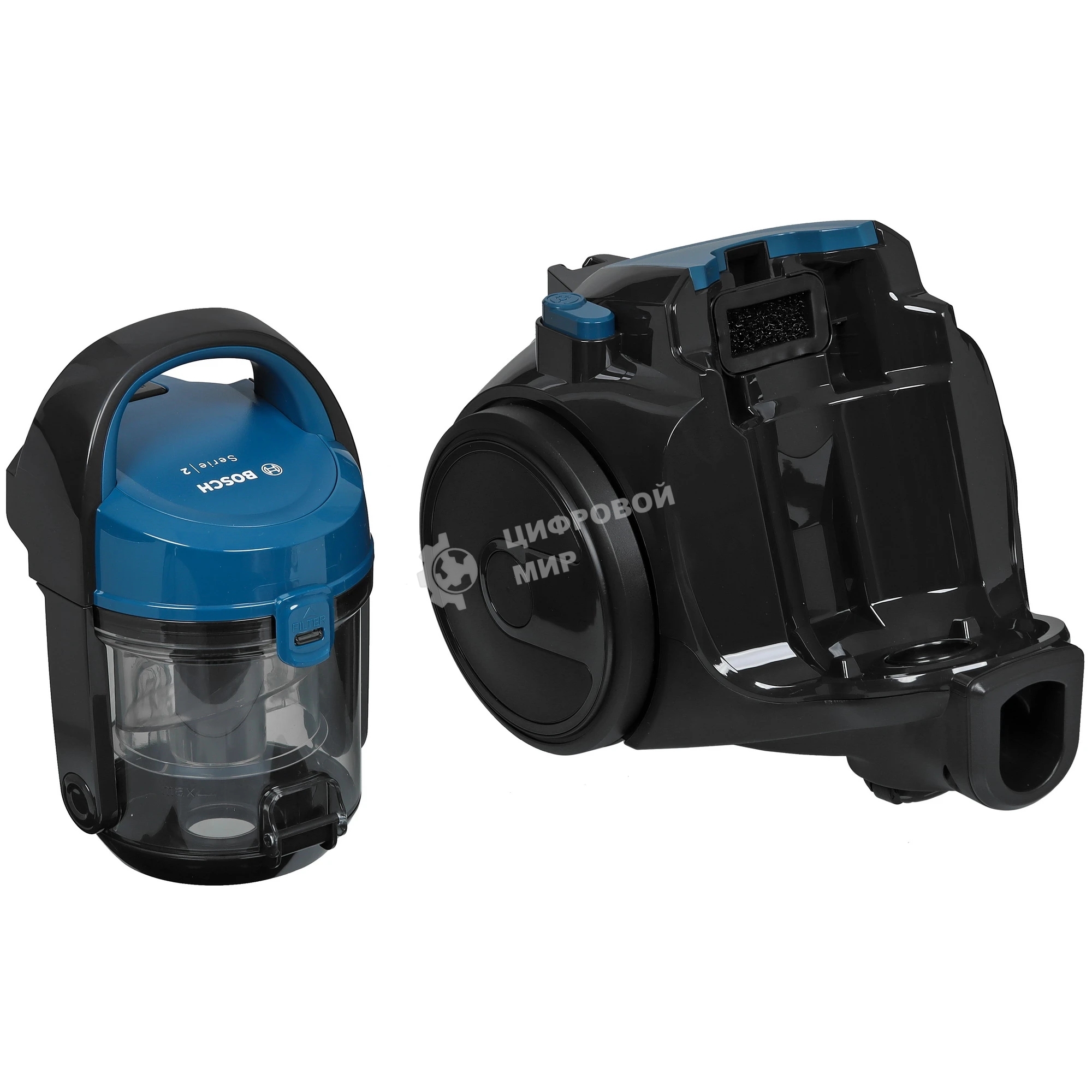 Пылесос Bosch BGS05A220 синий/серый, 700 Вт, уборка сухая, пылесборник контейнер 1.5 л