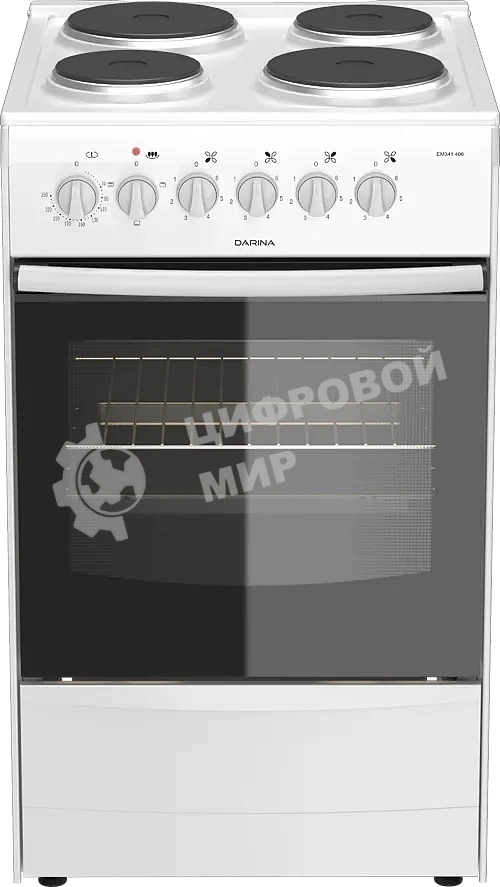 Плита электрическая Darina 1B EM 341 406 W белый/черный, конфорок 4 шт, духовка 50 л, 50 см x 85 см x 56 см
