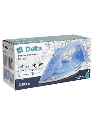 Утюг DELTA DL-154 голубой, 2400 Вт, 30 г/мин, 150 г/мин, 260 мл