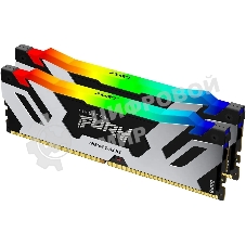 Оперативная память Kingston Fury Renegade, DDR5, 32Gb (2x16GB), 7600MHz, CL38, DIMM, с радиатором, RGB, серебристый/черный