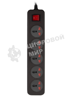 Сетевой фильтр Buro 500UNH-3-BG 3м (5 розеток) черный/серый (коробка)