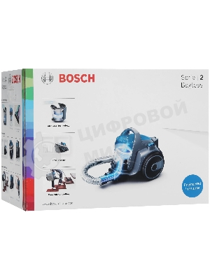 Пылесос Bosch BGS05A220 синий/серый, 700 Вт, уборка сухая, пылесборник контейнер 1.5 л