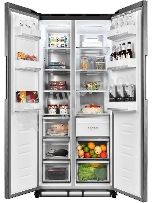 Холодильник LEX LSB458StGIDBI серый трехкамерный 234/202л морозилка снизу, No Frost, Side by Side