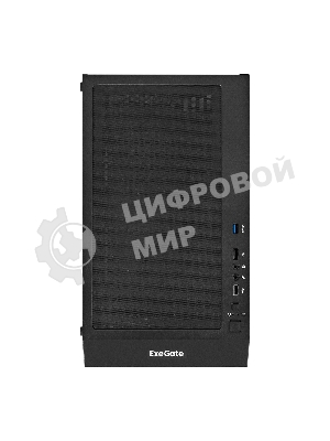Компьютерный корпус Miditower ExeGate EVO-5001A-450NPX (ATX, БП 450NPX с вент. 12 см, 2хUSB+1хUSB 3.0+HD Audio, черный, 3 вент.12см с RGb подсветкой, боковая панель - закаленное стекло)