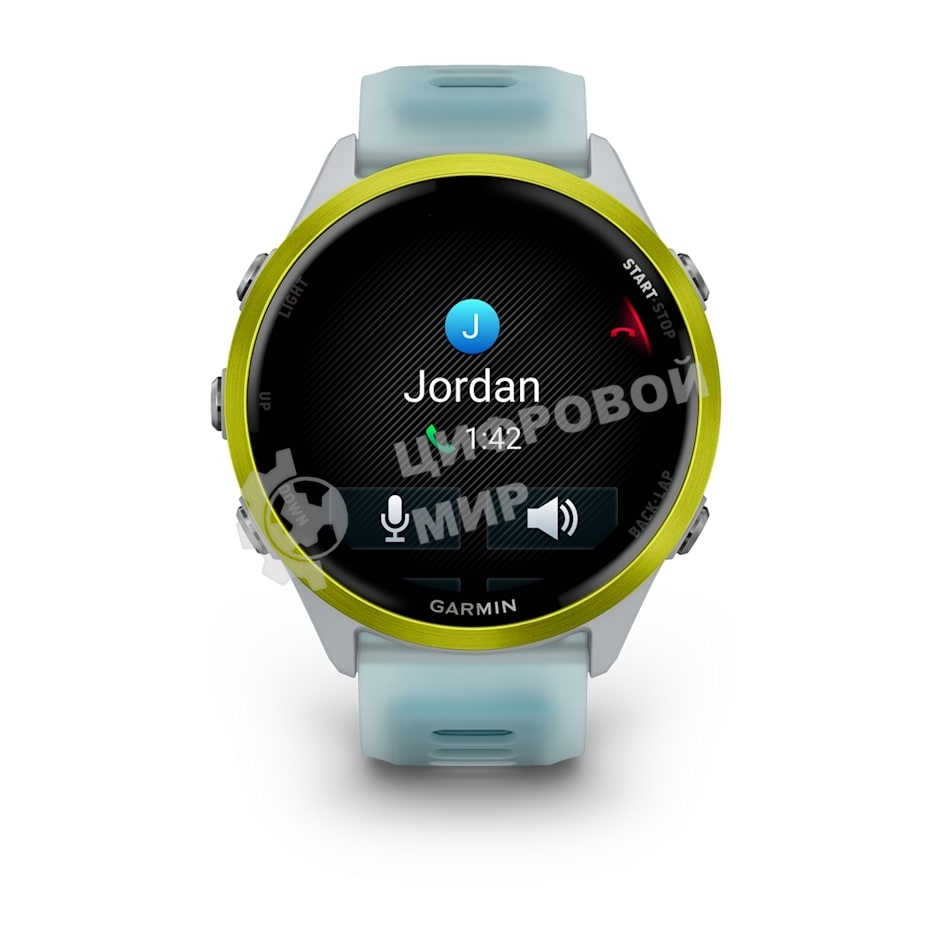 Умные часы Garmin Forerunner 570 белый, желный безель, бирюзовый ремешок 47мм