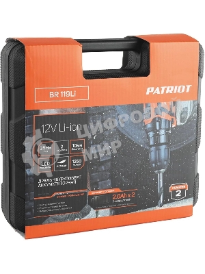 Дрель-шуруповерт Patriot BR 119Li, 12 В, 2 Ач, 30 Нм, щеточный