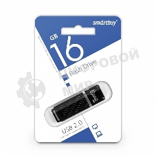 Флешка USB Smartbuy Quartz Black (SB16GbQZ-K), 16Gb, USB 2.0, R/W 25/15, черный