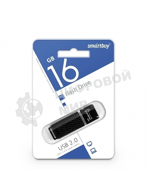 Флешка USB Smartbuy Quartz Black (SB16GbQZ-K), 16Gb, USB 2.0, R/W 25/15, черный