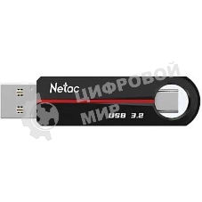 Флешка USB Netac US18 (NT03US18C-064G-32BK), 64Gb, USB 3.2/TypeC, R/W 200/100, черный/красный