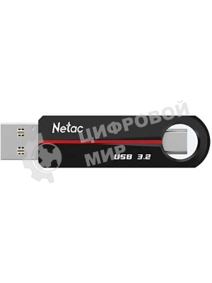 Флешка USB Netac US18 (NT03US18C-064G-32BK), 64Gb, USB 3.2/TypeC, R/W 200/100, черный/красный